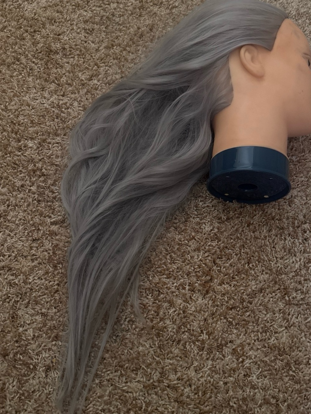 Gray Synthetic Long Hair mannequin head for Styling